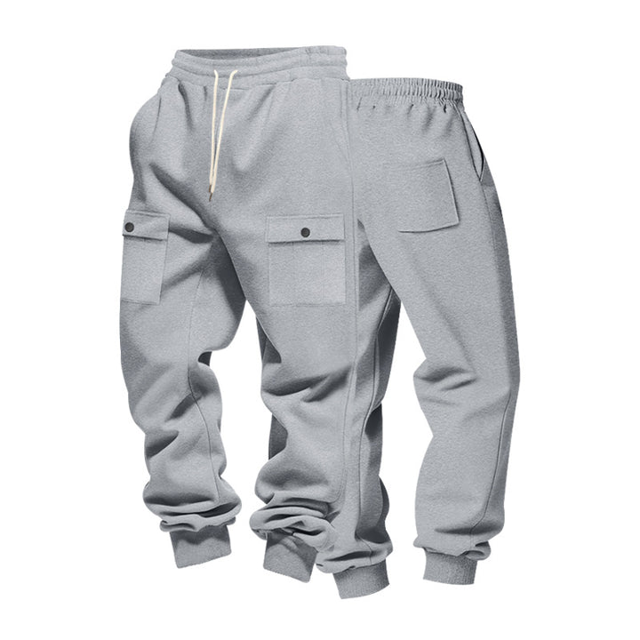 Men's cargo joggers with flap pockets, drawstring waistband, and ribbed ankle cuffs Mune Fashion