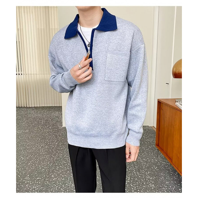 Men's Elegant Sweat Jacket with Stand-Up Collar and Zipper Mune Fashion