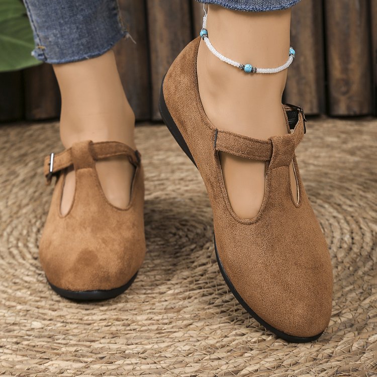 Ladies Slip-on Wedge Ballerina with Low Wedge Heel and Padded Comfort Insole Mune Fashion
