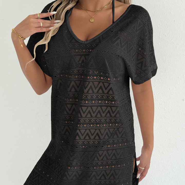 Women's airy crochet cover-up with deep V-neck Mune Fashion