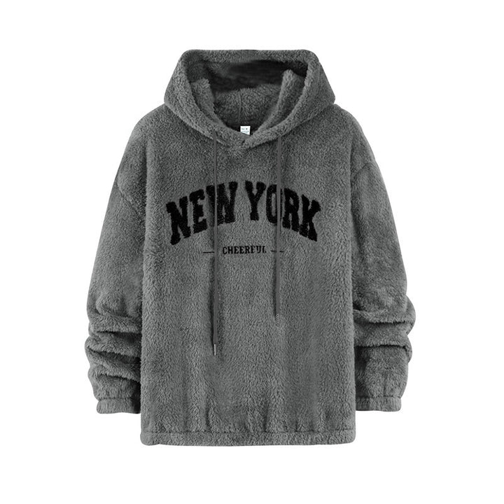Unisex Cozy Teddy Fleece Hoodie with Chenille Lettering Mune Fashion