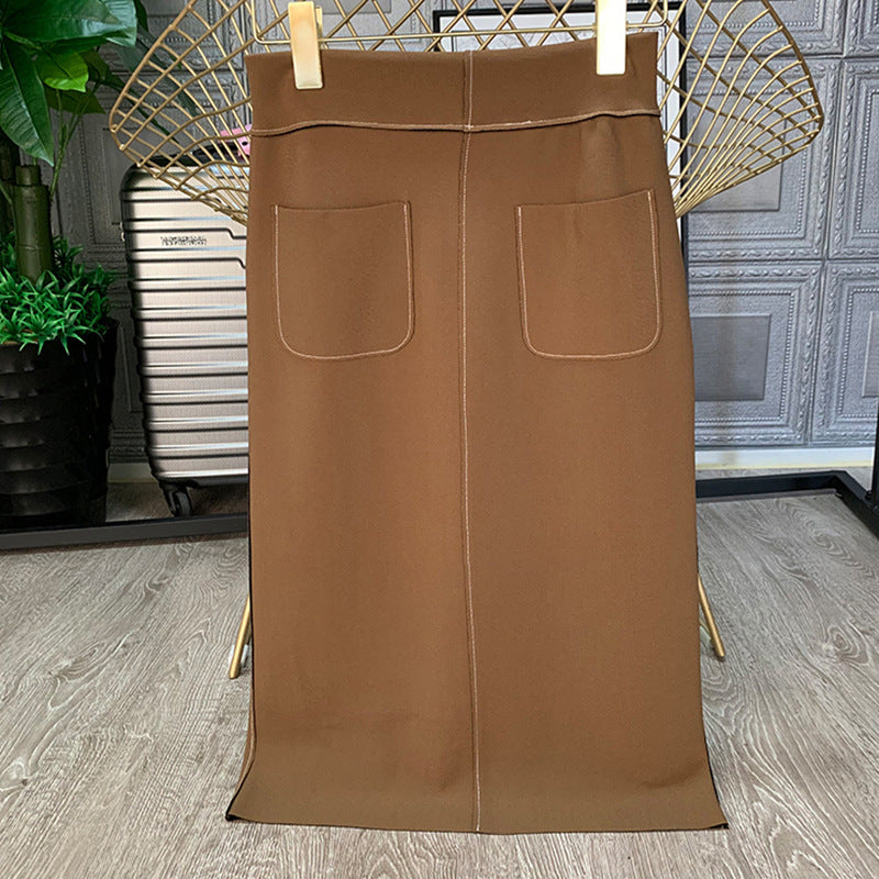 Women Elegant Midi Skirt with Slits Mune Fashion