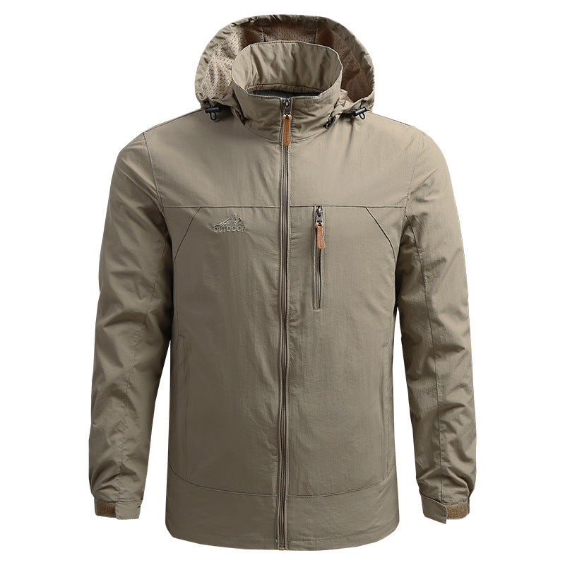 Men's Lightweight Breathable Outdoor Jacket with Hood, Chest Zip and Wind-Resistant Shell Mune Fashion