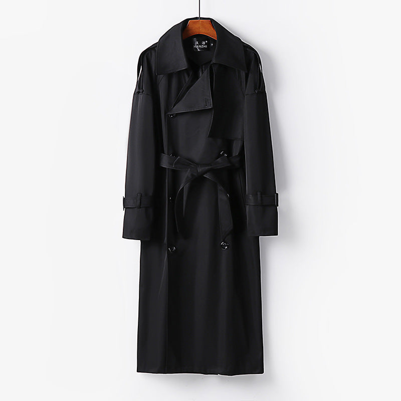 Women Longer Double-breasted Trench Coat with Tie Belt and Epaulettes Mune Fashion