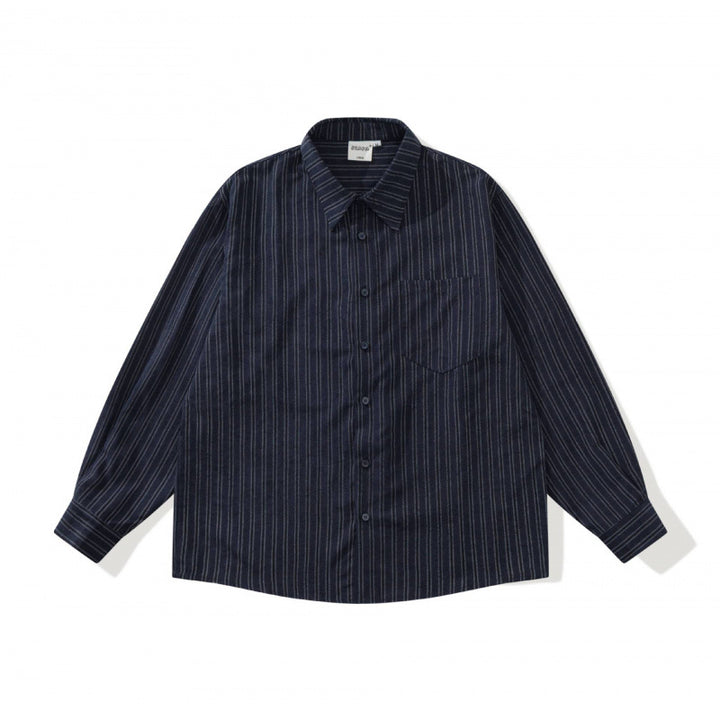 Unisex Oversized Striped Shirt in Relaxed Fit with Chest Pocket Mune Fashion