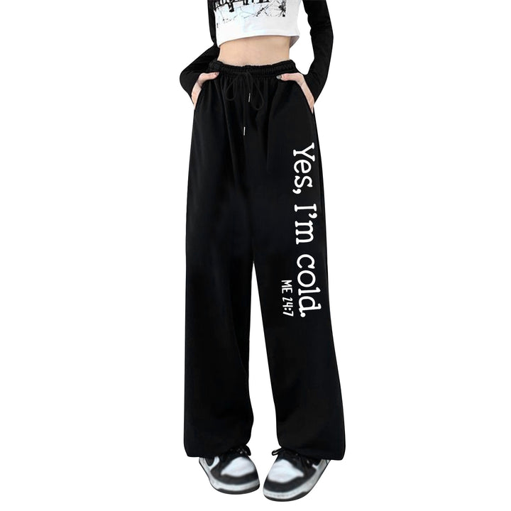 Women's high-waisted jogging pants with side statement print and elastic waistband Mune Fashion
