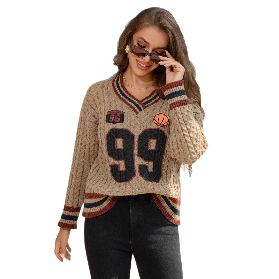 Women Slant Cut Braided Knit Sweater in College Look Mune Fashion