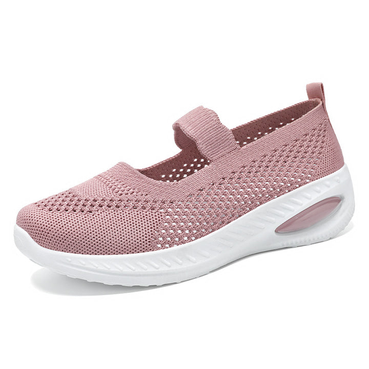 Women's knitted Mary-Jane comfort sneaker with elastic strap and visible air-cushion midsole Mune Fashion