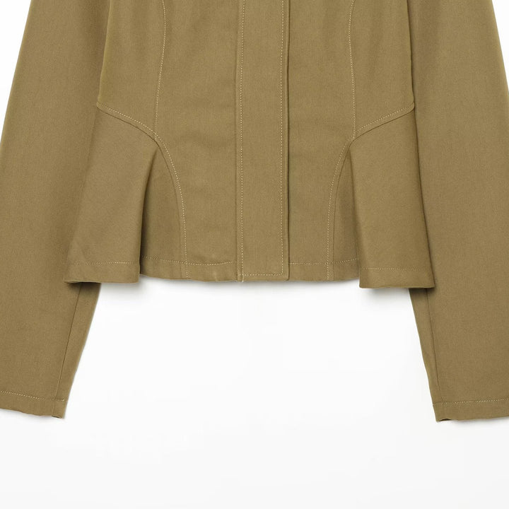 Women's tailored cropped jacket with stand-up collar and princess seams Mune Fashion