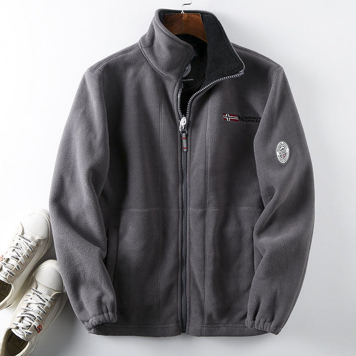 Men's nan fleece jacket with high stand-up collar, continuous zipper and elastic cuffs Mune Fashion
