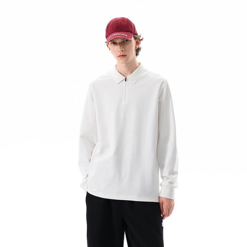 Unisex Oversized Halfzip Pullover with Shirt Collar and Technical Scuba Fabric Drune