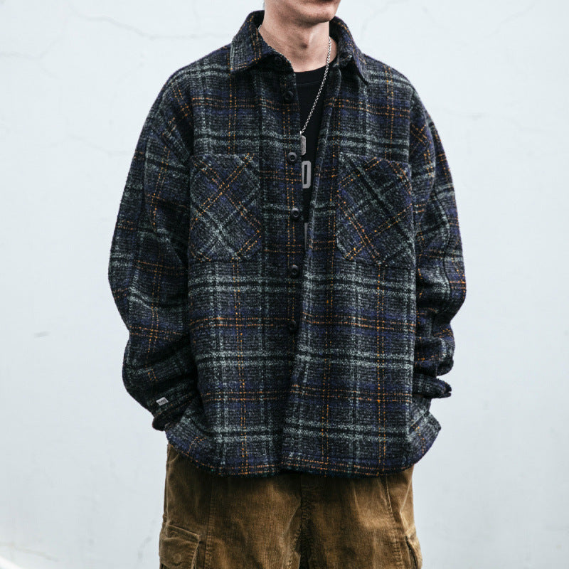 Unisex Karo Overshirt made of wool blend with applied chest pockets Mune Fashion