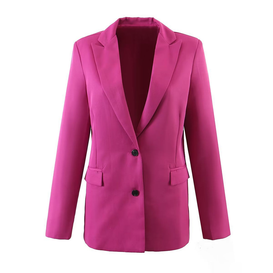 Women's Longline-Oversize-Blazer with Shawl Collar and Flap Pockets Mune Fashion