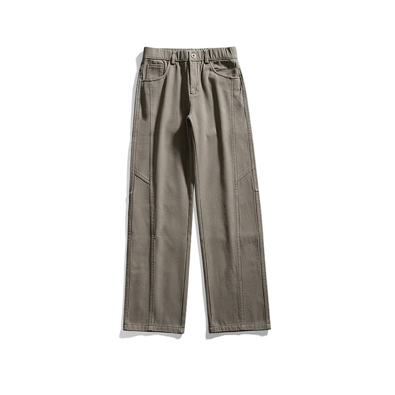 Herren Gerade geschnittene Utility-Hose mit elastischem Bund und markanten Ziernähten Mune Fashion