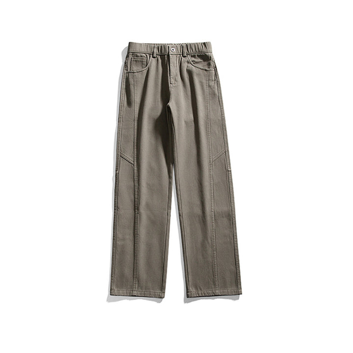Herren Gerade geschnittene Utility-Hose mit elastischem Bund und markanten Ziernähten Mune Fashion
