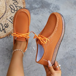 Ladies Suede Moccasin with Padded Platform Footbed and Decorative Lacing Mune Fashion