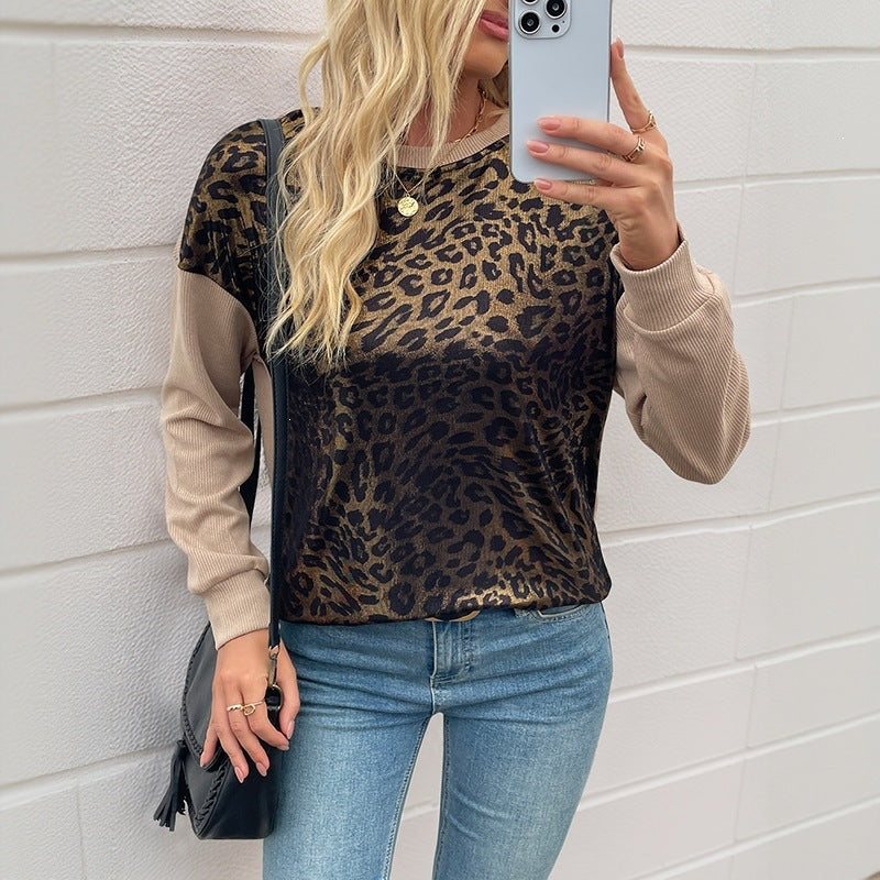 Women Urban Leopard Pattern Sweatshirt Mune Fashion