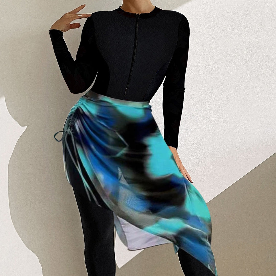 Ladies sporty long sleeve surf suit with sophisticated wrap details Mune Fashion