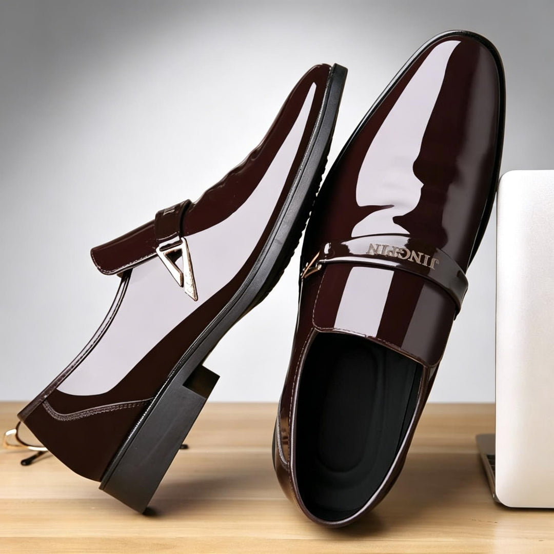 Men's Elegant Lace-up Shoes with High Gloss Mune Fashion