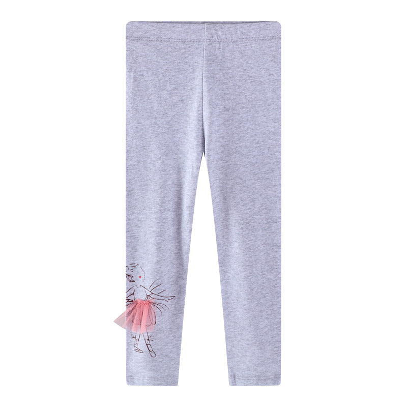 Girls leggings with cute ballet tulle appliqué Mune Fashion