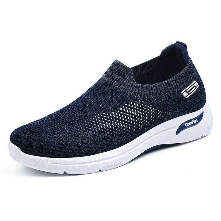 Ladies seamless knit slip-on everyday walker with elastic ankle shaft and shock-absorbing air cushion midsole Mune Fashion