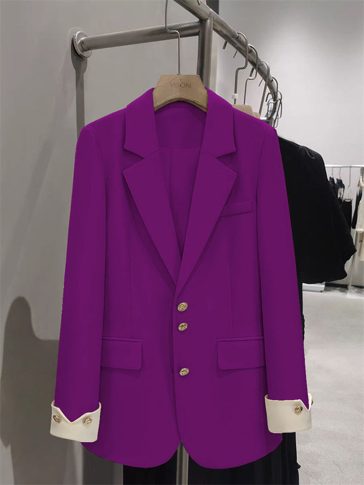 Women Elegant Blazer with Golden Button Details Mune Fashion