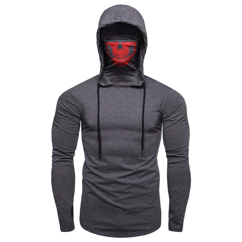 Men's Slim-Fit Hoodie with Integrated Skull Face Mask Mune Fashion