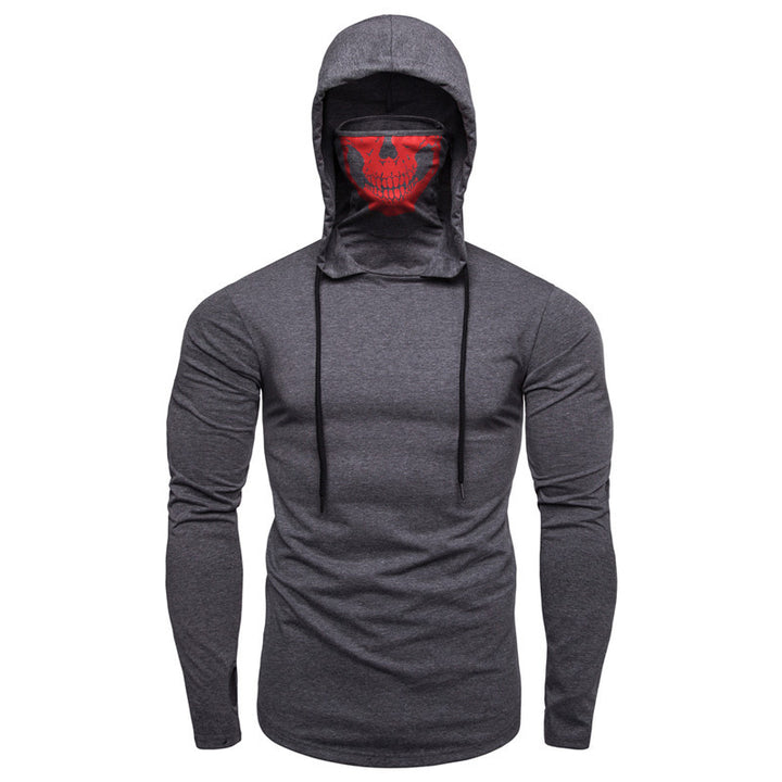 Men's Slim-Fit Hoodie with Integrated Skull Face Mask Mune Fashion