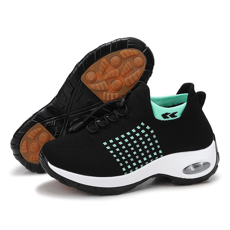 Women's breathable knitted platform sneakers with air cushion support and elastic shaft Mune Fashion