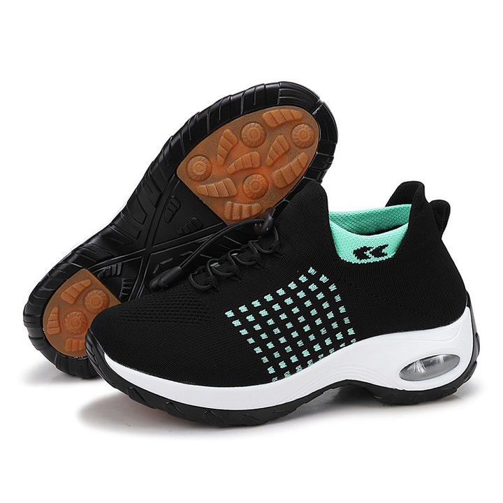 Women's breathable knitted platform sneakers with air cushion support and elastic shaft Mune Fashion