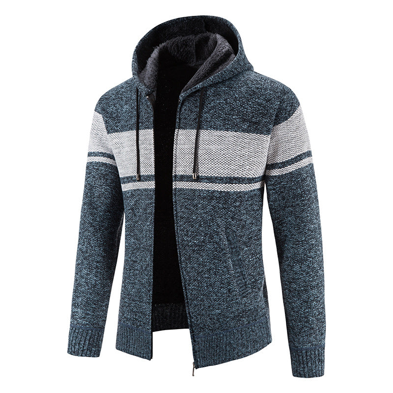 Men's padded knitted hoodie with teddy lining, full zipper and drawstring Mune Fashion