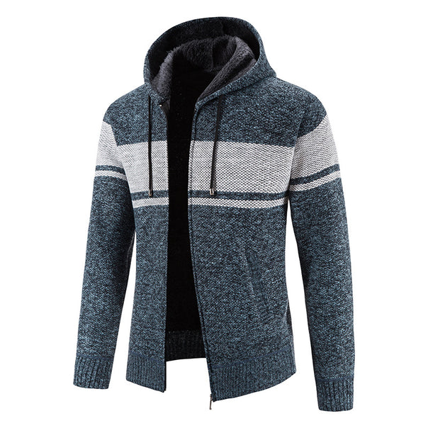Men's padded knitted hoodie with teddy lining, full zipper and drawstring Mune Fashion