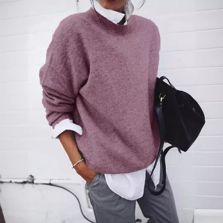 Women Oversize Cuddly Knit Sweater with Loose Fit, Dropped Shoulder and Mohair Look Mune Fashion