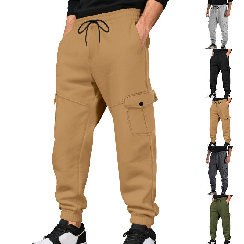 Men's urban-military cargo joggers with knee-quilted inserts, side flap pockets, and ribbed leg openings Mune Fashion