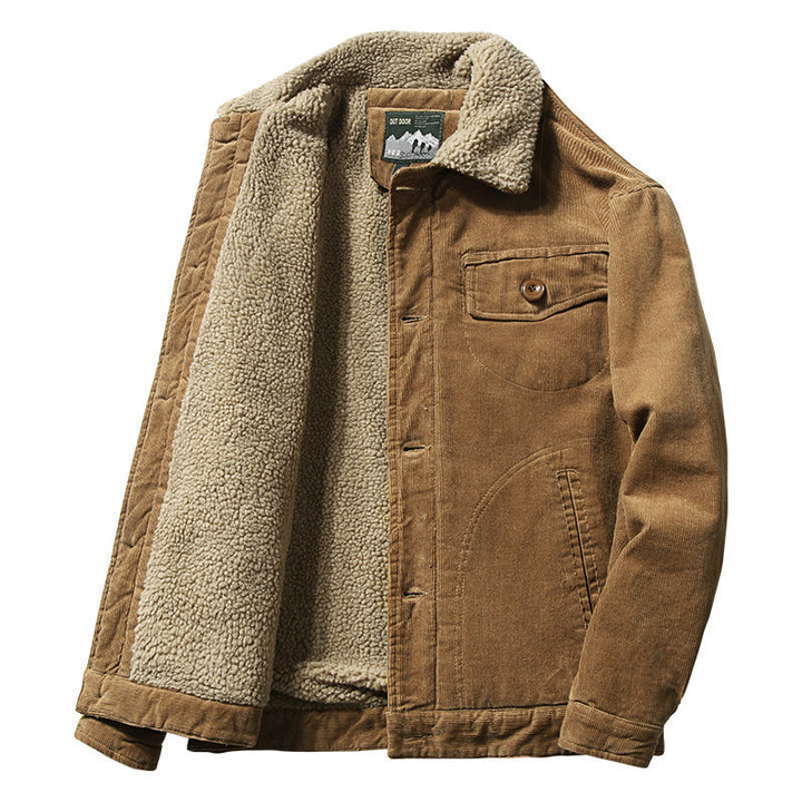 Men's cord jacket with full Sherpa lining and shirt collar Mune Fashion