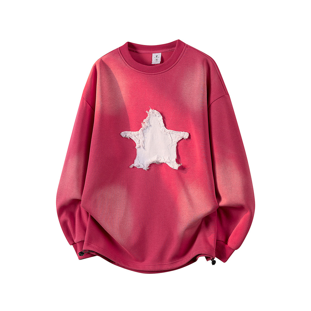 Women's Oversized Sweatshirt with Embroidered Logo, Rounded Hem & Dropped Shoulder Mune Fashion