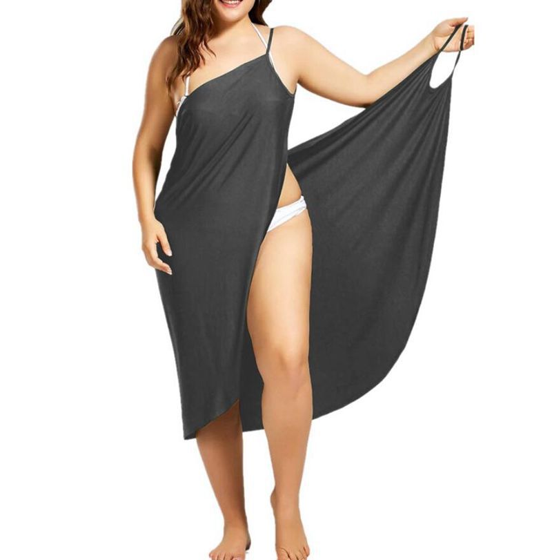 Women's nan versatile beach pareo wrap dress with spaghetti straps and asymmetrical hem Mune Fashion