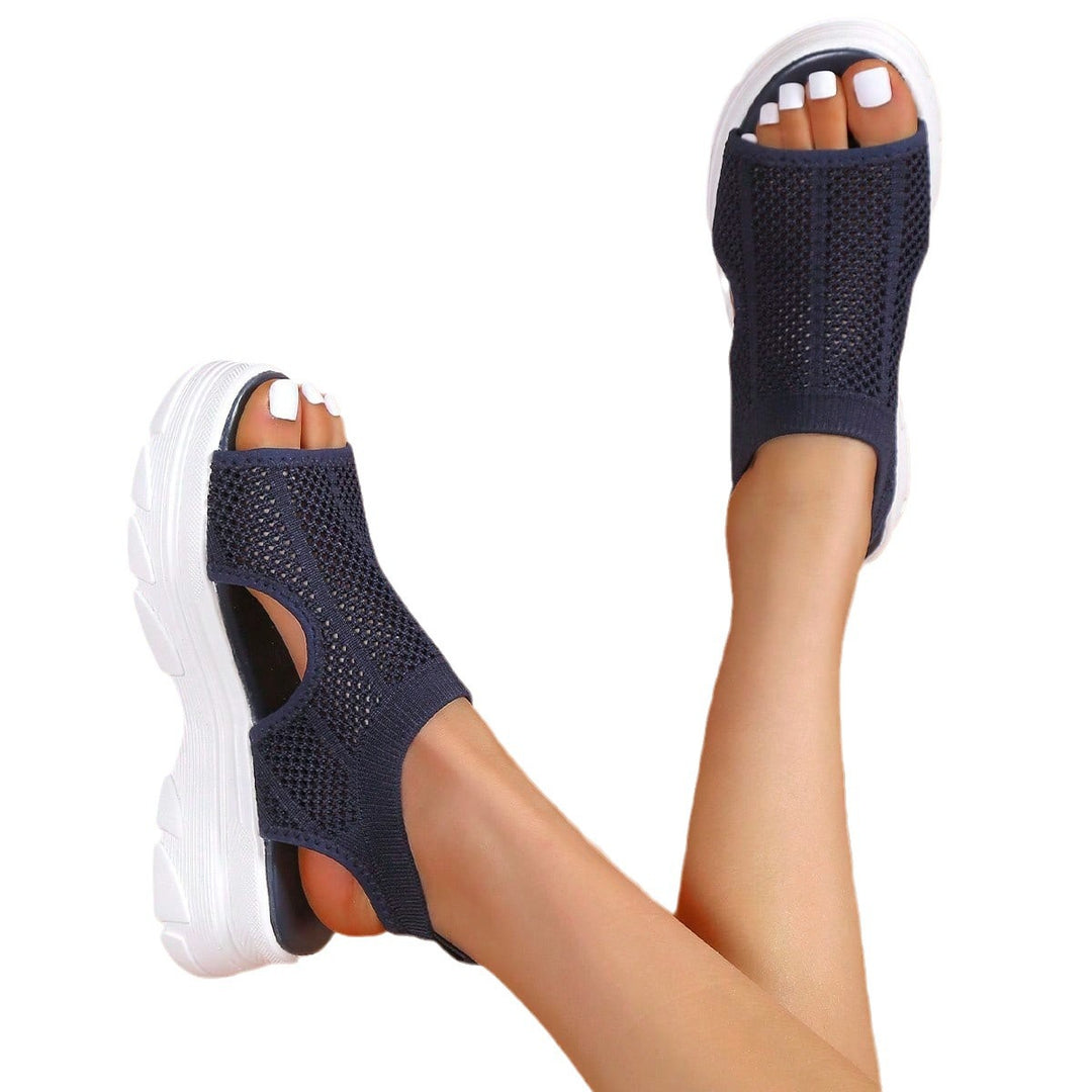 Women's knit sandals with heel strap, open toe area and cushioning platform outsole Mune Fashion