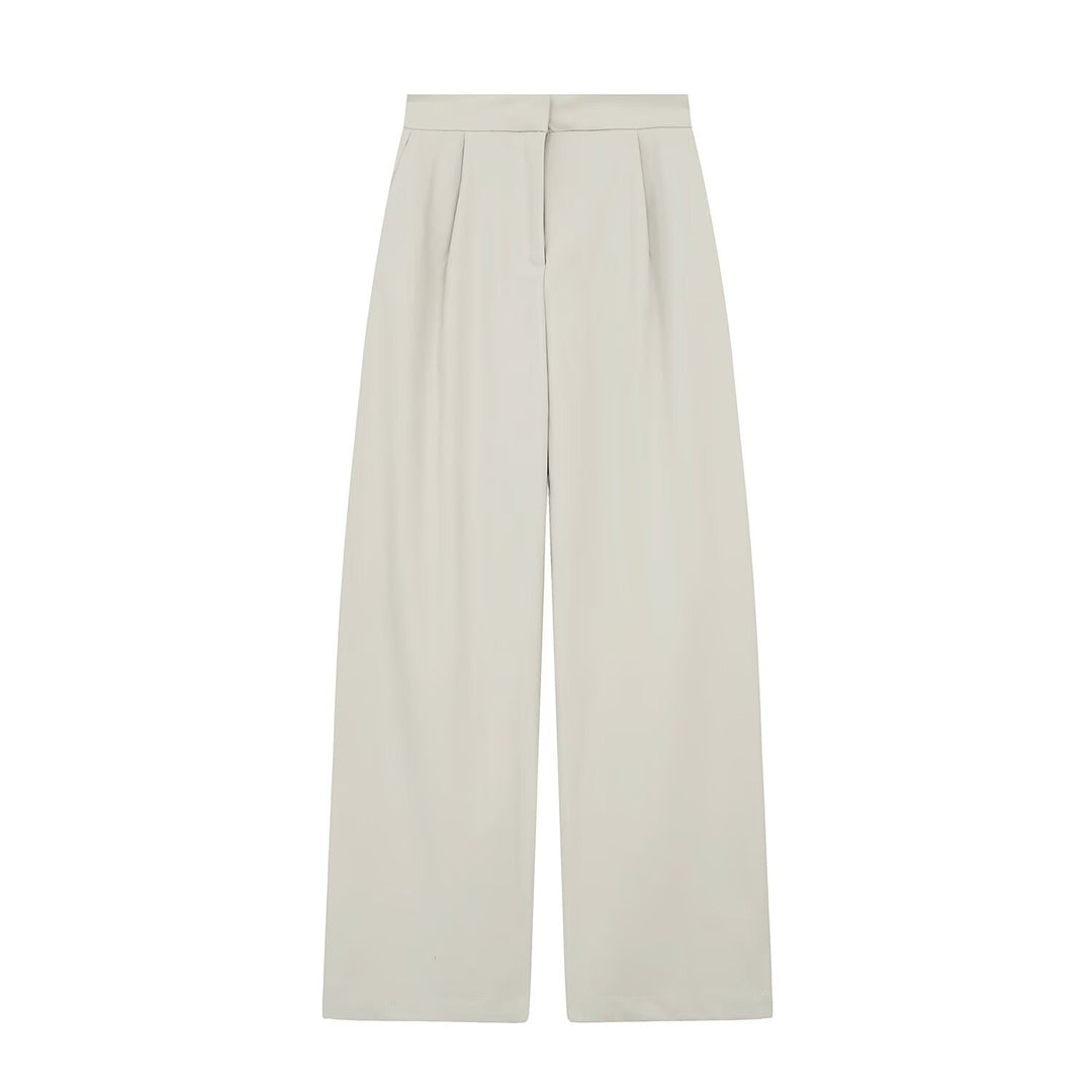 Women's wide high-cut fabric trousers with pleats and creases Mune Fashion