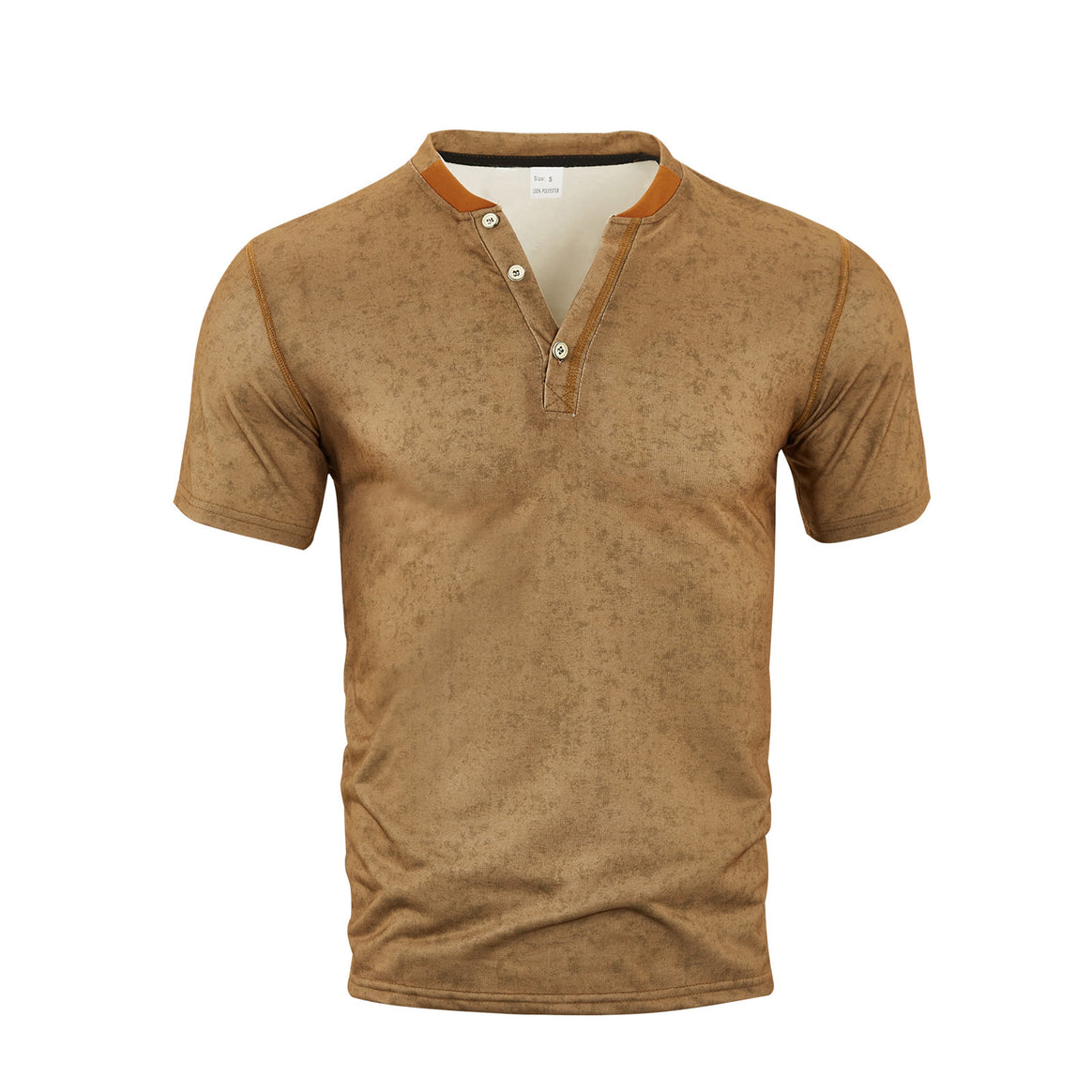 Men's casual short sleeve Grandad shirt with short button placket, contrast piping and washed soft structure Mune Fashion
