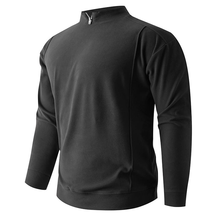 Men's Comfortable Stretch Half-Zip Sweater with Stand-Up Collar and Brushed Inner Lining Mune Fashion