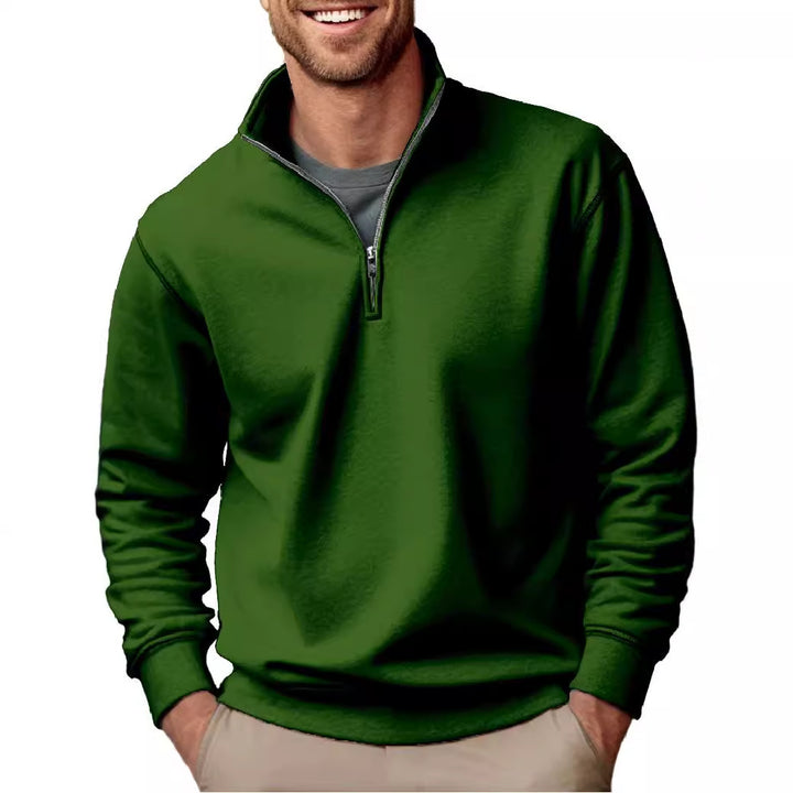 Men's half-zip sweatshirt with stand-up collar and soft fleece interior lining Mune Fashion