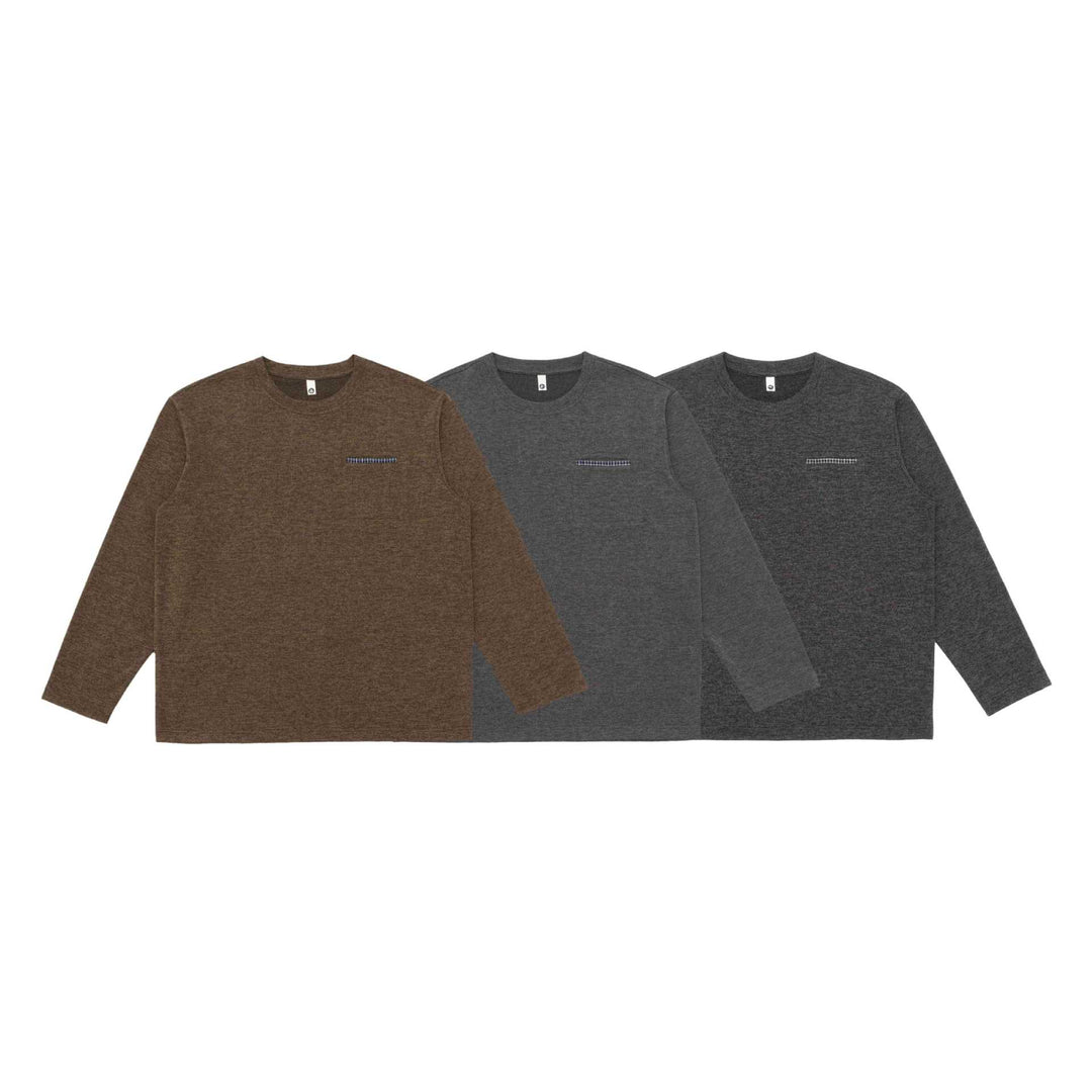 Unisex Oversize-Longsleeve shirt with round neck and decorative chest piped Mune Fashion