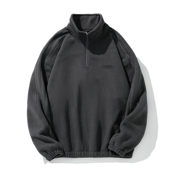 Unisex Fleece-Halfzip-Pullover with Stand-up Collar, Elastic Hem and Raglan Sleeves Mune Fashion