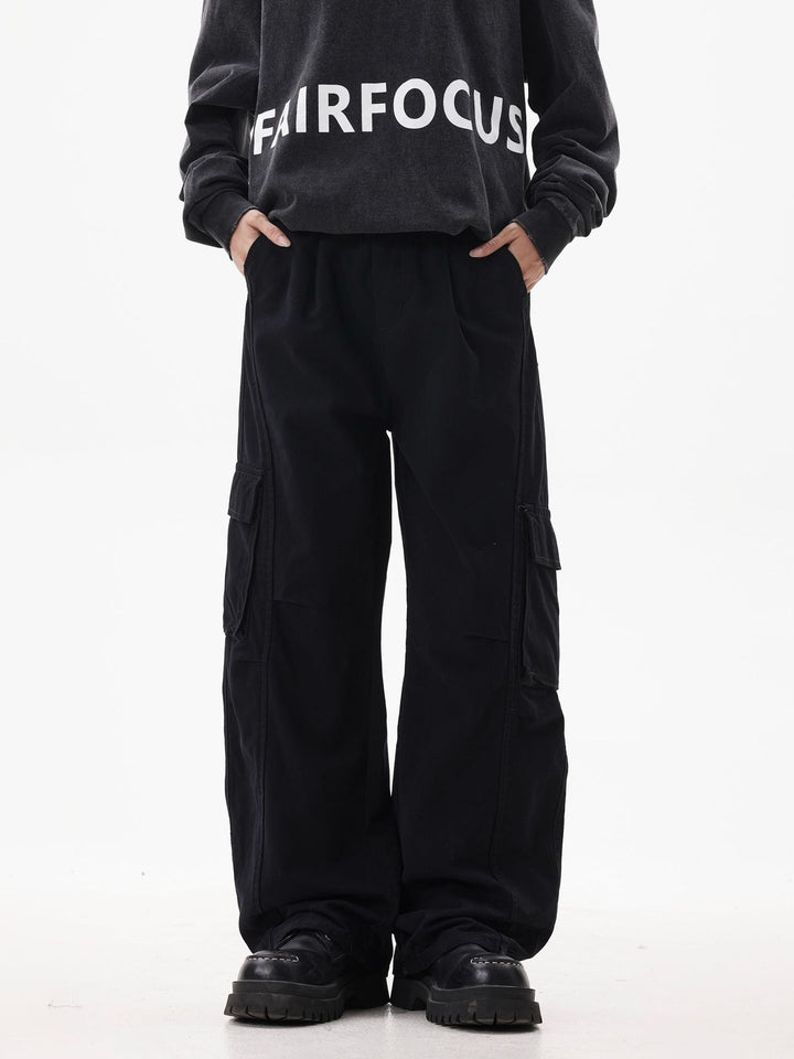 Men's Utility Cargo Pants in Oversized Twill with Drop Crotch and Flap Pockets Mune Fashion