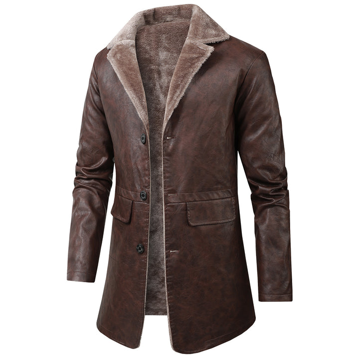 Men's Elegant Faux Leather Jacket with Fleece Lining Mune Fashion