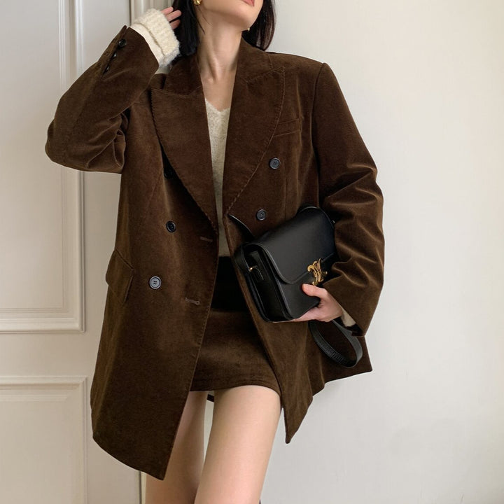 Women Elegant Cord Blazer Mune Fashion