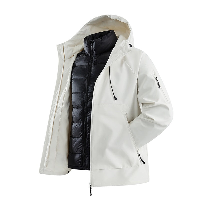 Men's two-piece transitional jacket with removable quilted inner jacket and hood Mune Fashion
