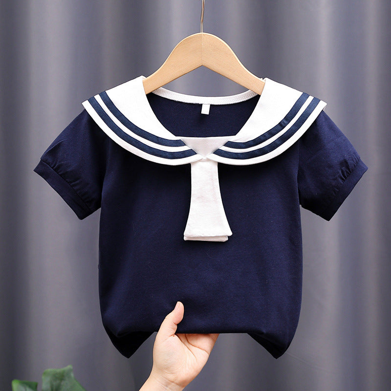 Girls sailor blouse with stylish collar Mune Fashion