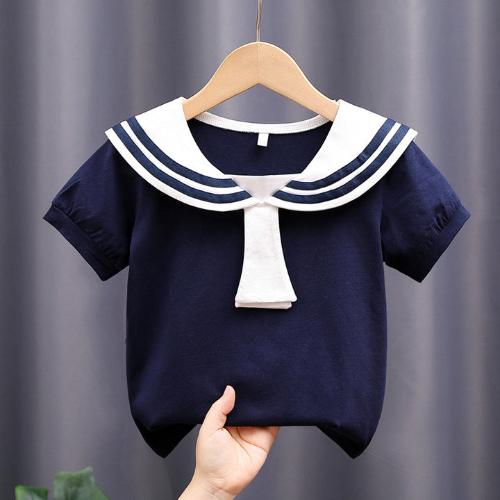 Girls sailor blouse with stylish collar Mune Fashion